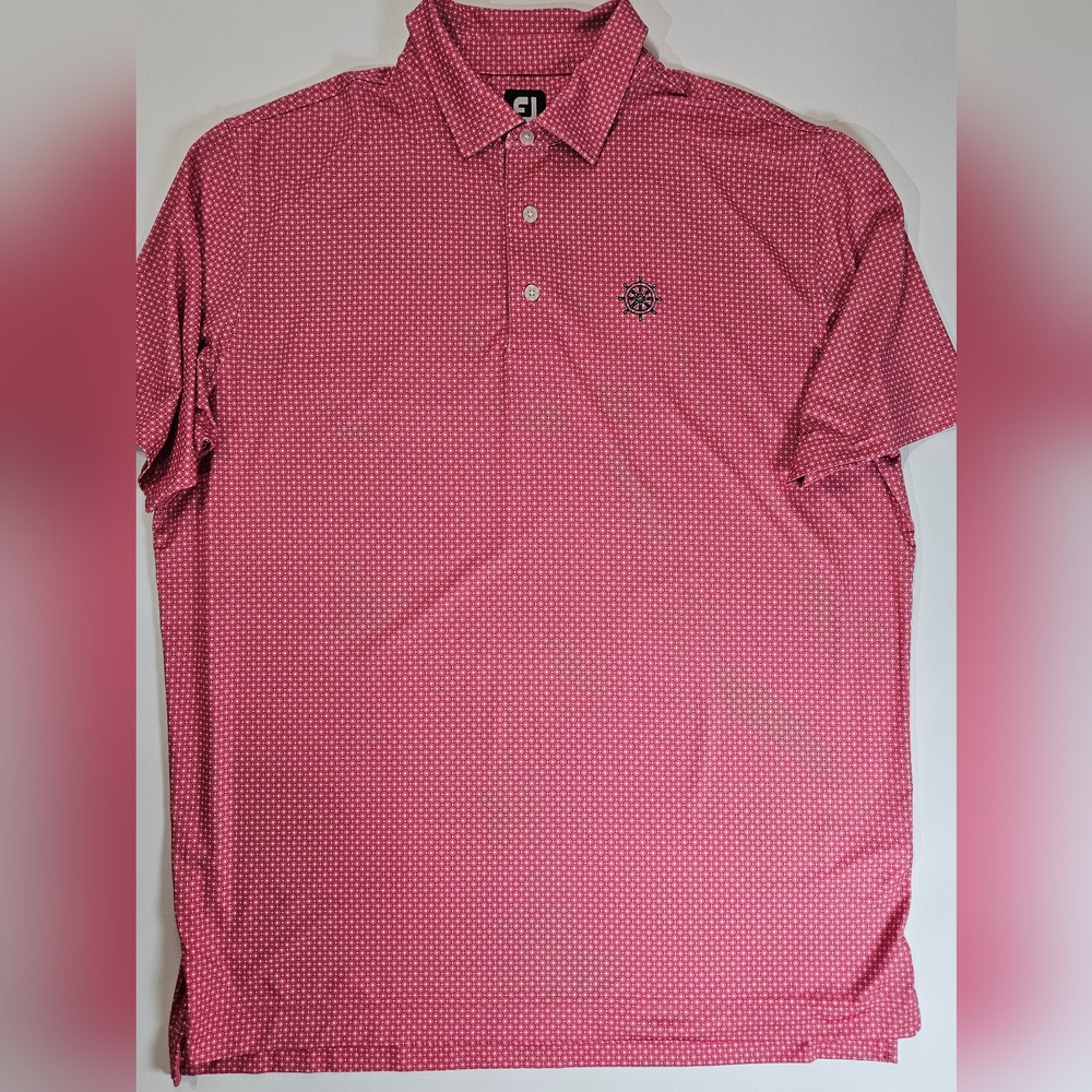 FootJoy Mens Polo‎ XL Pink Nautical Theme Embroidered Logo Golf Activewear Ready